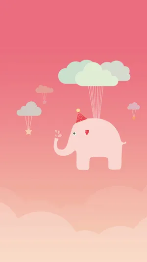 Adorable And Playful Kawaii Elephant Illustration Wallpaper