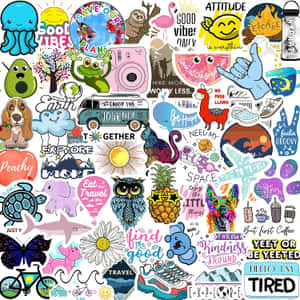 Adorable Animal Stickers Collection Wallpaper