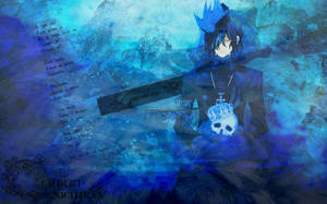 Adorable Anime Blue Boy In Dreamlike World Wallpaper