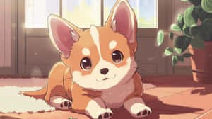 Adorable Anime Corgi Puppy Wallpaper