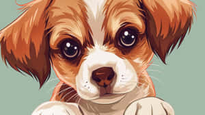 Adorable Anime Puppy Illustration Wallpaper