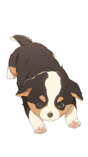 Adorable Anime Puppy Illustration Wallpaper