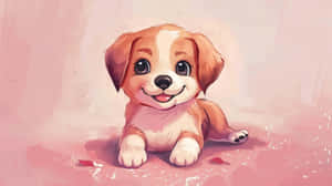 Adorable Anime Puppy Illustration Wallpaper