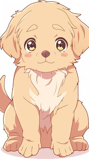 Adorable Anime Puppy Illustration Wallpaper