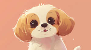 Adorable Anime Puppy Illustration Wallpaper