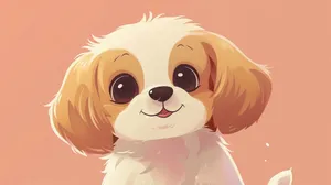 Adorable Anime Puppy Illustration Wallpaper