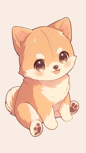 Adorable Anime Puppy Illustration Wallpaper