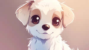 Adorable Anime Puppy Illustration Wallpaper