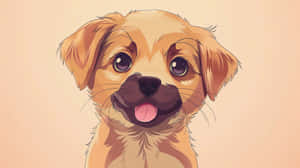 Adorable Anime Puppy Illustration Wallpaper