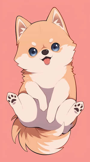 Adorable Anime Puppy Illustration Wallpaper