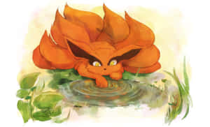 Adorable Baby Kurama Nestled In Nature Wallpaper