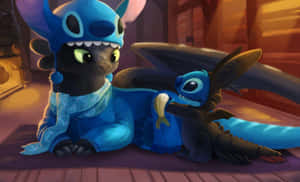 Adorable Baby Stitch Smiling And Waving Wallpaper