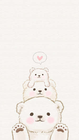 Adorable Bear Stack Love Bubble Wallpaper