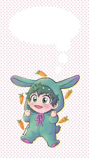 Adorable Bnha Chibi Midoriya In Bunny Onesie Wallpaper