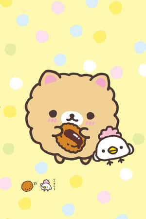 Adorable Cartoon Bearand Chick Wallpaper