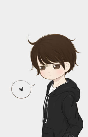 Adorable Cartoon Boy Character Wearing A Stylish Black Hoodie Wallpaper