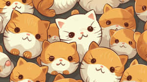 Adorable_ Cartoon_ Cat_ Pattern Wallpaper