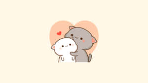 Adorable Cartoon Cats Hugging Wallpaper Wallpaper