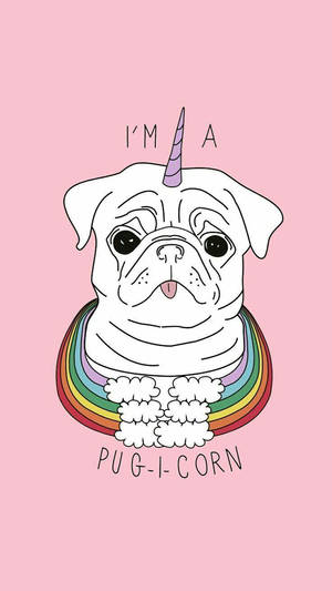 Adorable Cartoon Dog Dressed As Unicorn Wallpaper