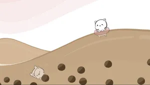 Adorable Cats Having A Blast In Boba Tea Wallpaper