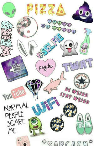 Adorable Collection Of Cute Stickers On Wall Wallpaper