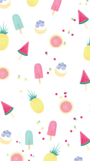 Adorable Collection Of Kawaii Fruit Characters Wallpaper