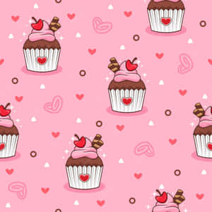 Adorable Cupcake With A Cherry On Top Wallpaper