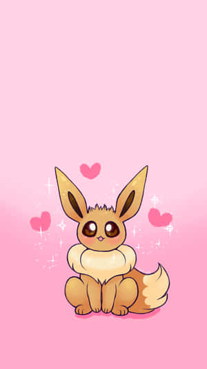 Adorable Eevee Pink Background Wallpaper