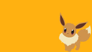 Adorable Eevee Pokemon Orange Background Wallpaper