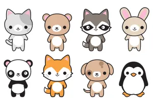 Adorable Ensemble Of Kawaii Cute Animals In Vibrant Hues Wallpaper