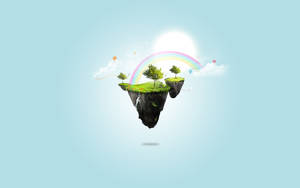 Adorable Floating Island Illustration Wallpaper