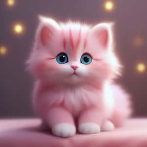 Adorable Fluffy Pink Kitten Wallpaper