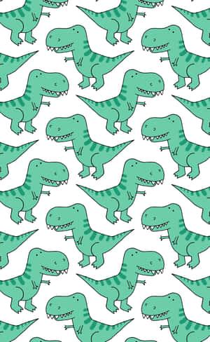 Adorable Green Dinosaur Illustration Wallpaper