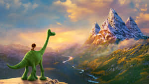 Adorable Green Dinosaur Roaming The Wild Wallpaper