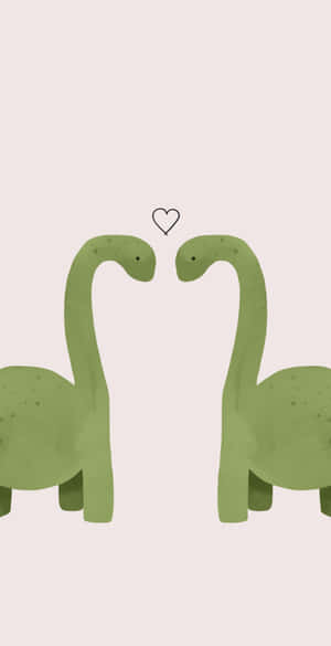 Adorable Green Dinosaur Roaming Through The Magical Forest Wallpaper