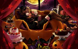 Adorable Halloween Anime Girl Wallpaper