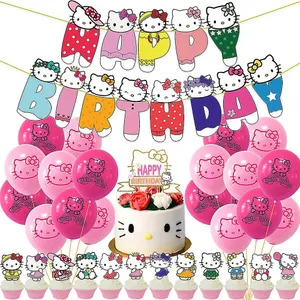 Adorable Hello Kitty Birthday Celebration With Cake And Gifts Wallpaper