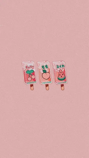 Adorable Kawaii Art Characters With Bright Rainbow Background Wallpaper