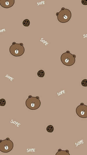 Adorable Kawaii Bear With Bow And Bells Wallpaper