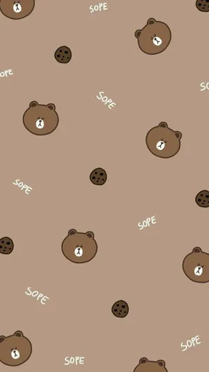 Adorable Kawaii Bear With Bow And Bells Wallpaper