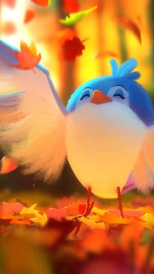 Adorable Kawaii Bird Illustration Wallpaper