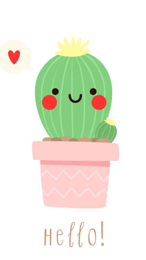 Adorable Kawaii Cactus Illustration Wallpaper