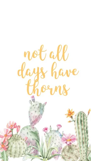 Adorable Kawaii Cactus Illustration Wallpaper