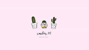 Adorable Kawaii Cactus Illustration Wallpaper