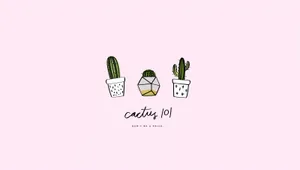 Adorable Kawaii Cactus Illustration Wallpaper