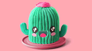 Adorable Kawaii Cactus Illustration Wallpaper