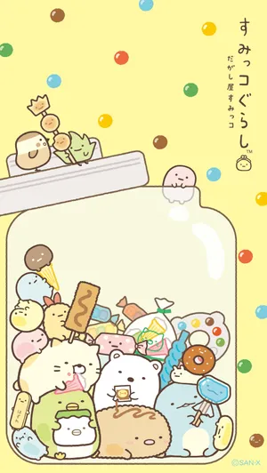 Adorable Kawaii Characters On A Light Pink Background Wallpaper