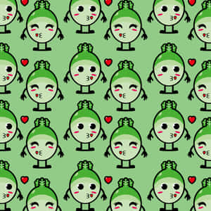 Adorable Kawaii Characters On Colorful Background Wallpaper