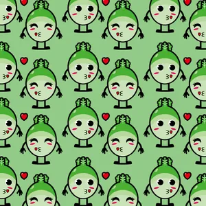 Adorable Kawaii Characters On Colorful Background Wallpaper
