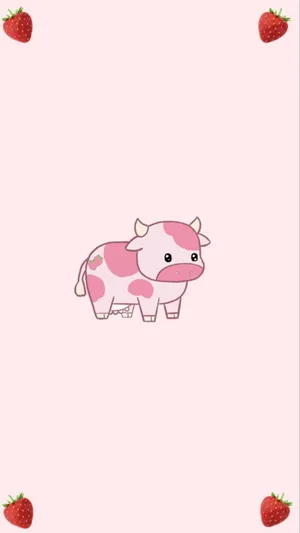 Adorable Kawaii Cute Cow Illustration Wallpaper